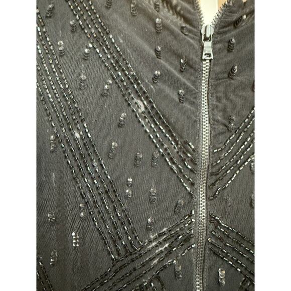 Alice + Olivia Little Black Dress Sequin Cocktail Beaded Size 4 - Picture 7 of 8
